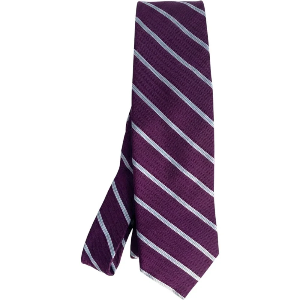 Brooks Brothers Silk Tie Mens OS Purple Blue Repp Stripe Woven Italy Made in USA